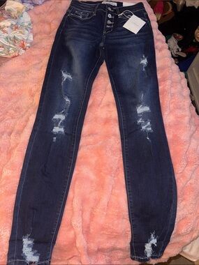 KanCan Dark Blue Distressed Skinny Jeans